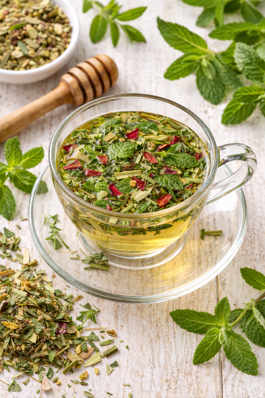 Caffeine-free herbal mix tea leaves